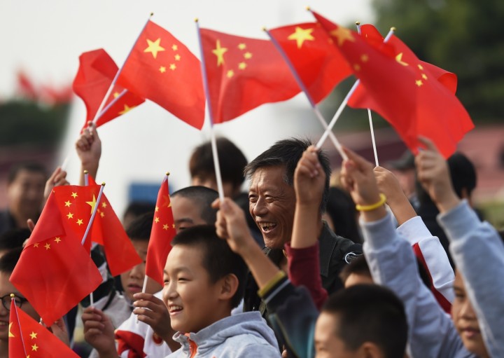 china national day people wave national flag tiananmen square memorial service nations